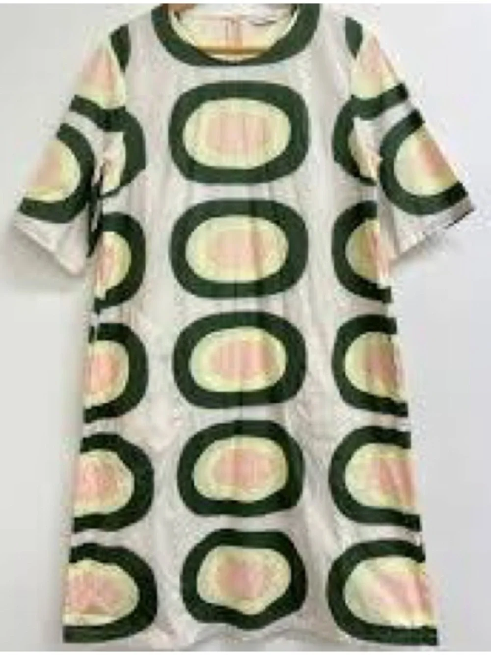 Marimekko Cream Midi Dress with Green Circle Motif - Picture 2 of 8